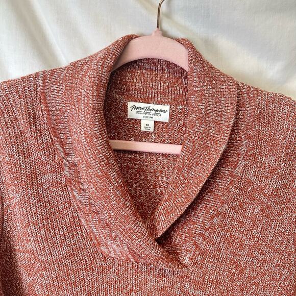 VTG. Norm Thompson Sweater Linen Cotton Blend Women’s 1X Red Orange Shawl - Picture 4 of 7